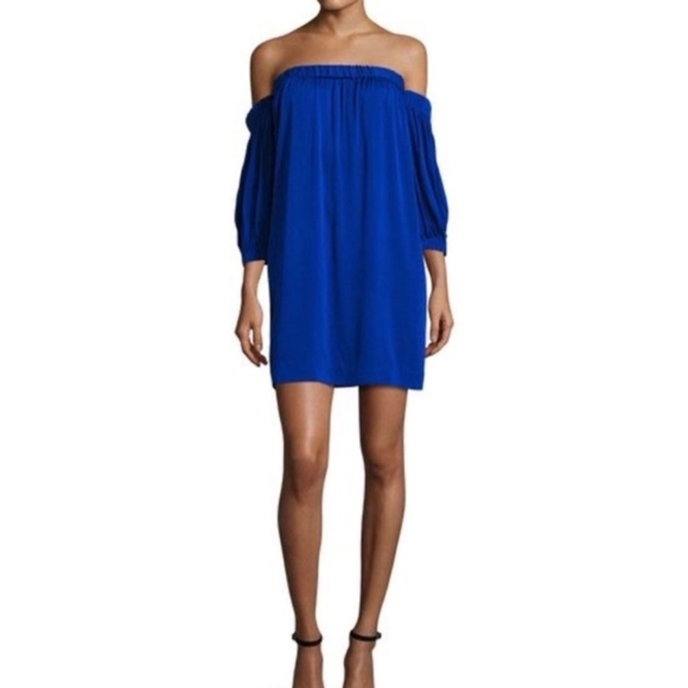 Purple Snow Off-Shoulder Blue Mini Dress